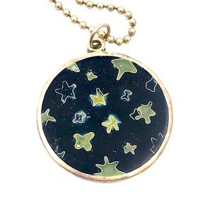 Silver Round Luminous Star Pendant Necklace